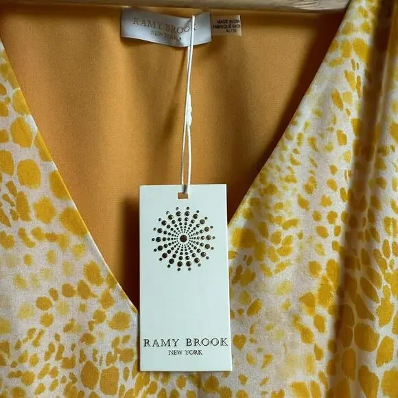Ramy Brook Yellow Silk Ruffled Smocked Mini Sundress Size XL